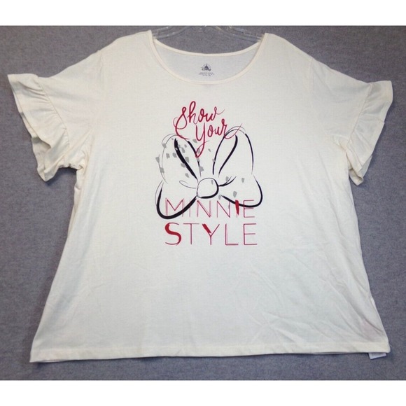 Disney Minnie Mouse Shirt Womens Beige Size 2X Show Your Minnie Style NWT - Picture 1 of 6